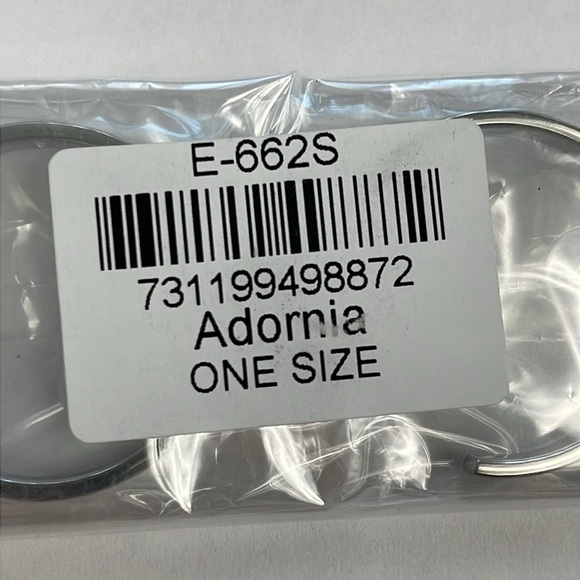 NWT Adornia Flat Hoops Earrings Silver Minimalist Stainless Steel - Picture 5 of 8